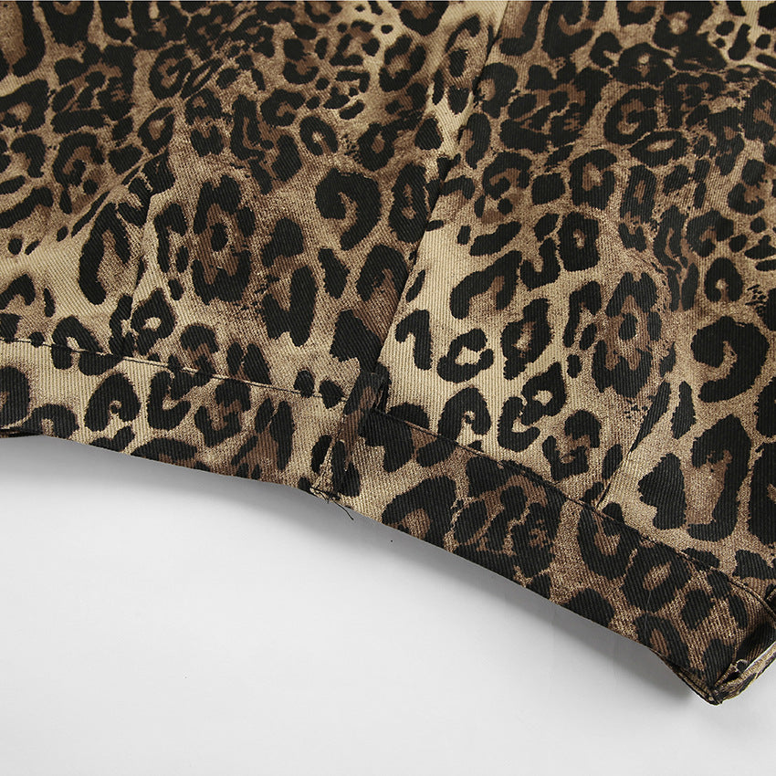 Summer Retro Street Style Loose Low Waist Leopard Print Trousers Versatile Cotton Wide Leg Pants Casual Pants