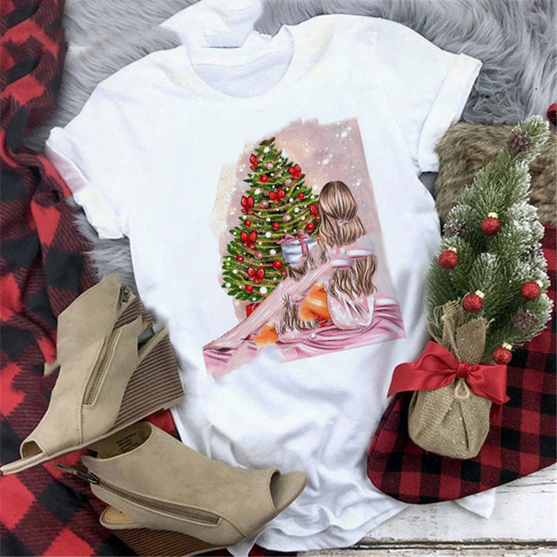 Christmas  Print Girlfriends Red T-Shirt