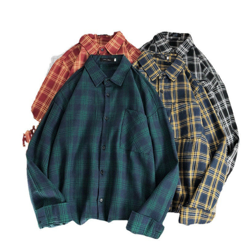 Men's New Style Hanging Shot American Flannel Plaid Shirt Jacket Shirt