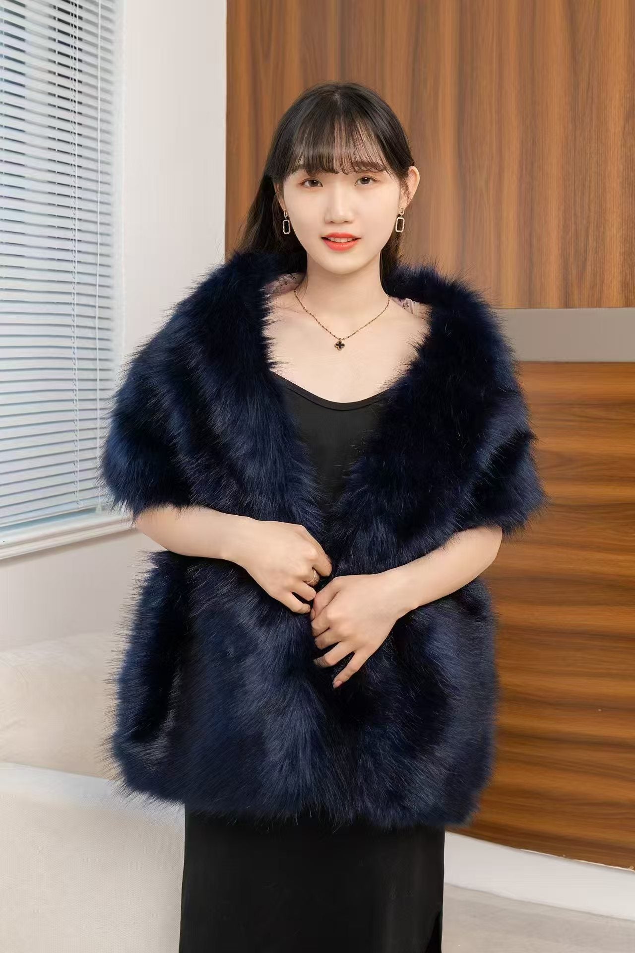 Women's Big Fur Collar Scarf Shawl
