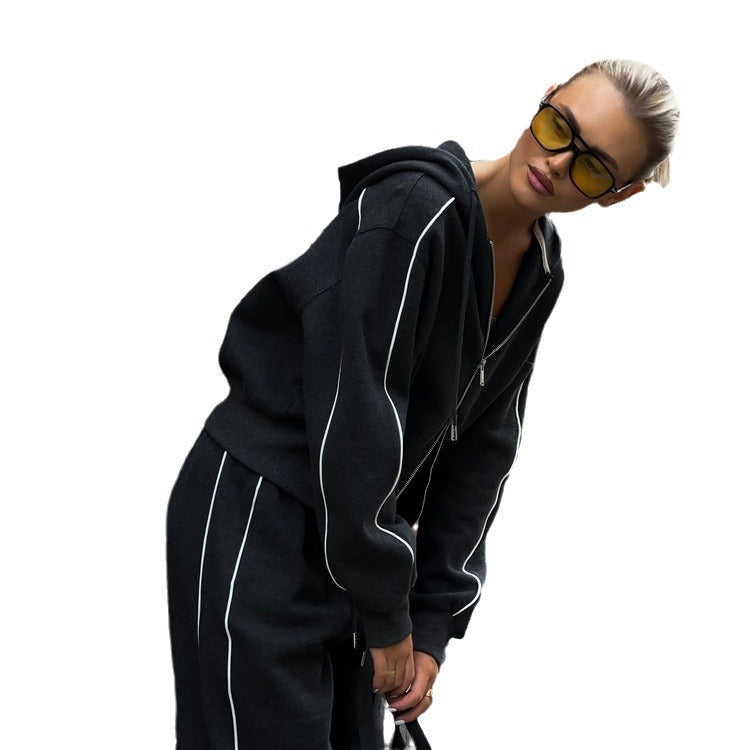 European And American Half-high Collar Double-headed Zipper Sweater