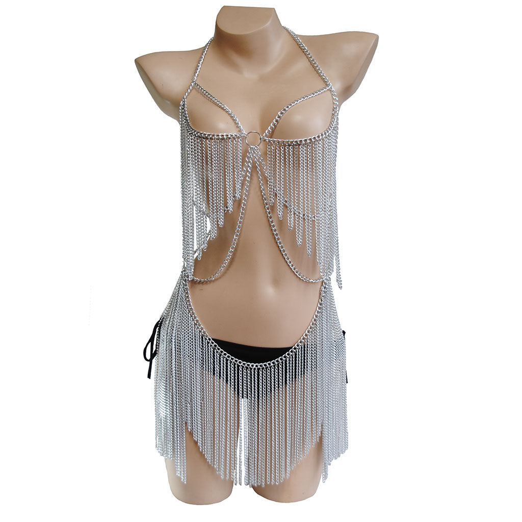 Personality Hanging Beard Conjoined Body Chain Performance