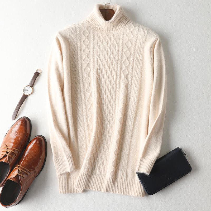 Winter High Collar Pure Cashmere Sweater Men's Casual