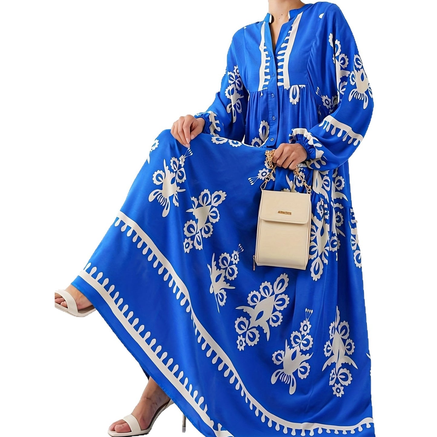Womens Casual Long Sleeves Minimalist Dress