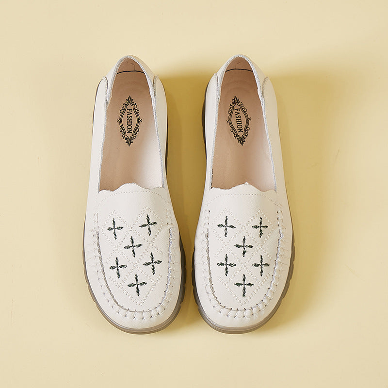 Middle-aged And Elderly People's Slip-on Leather Shoes With Beef Tendon Sole