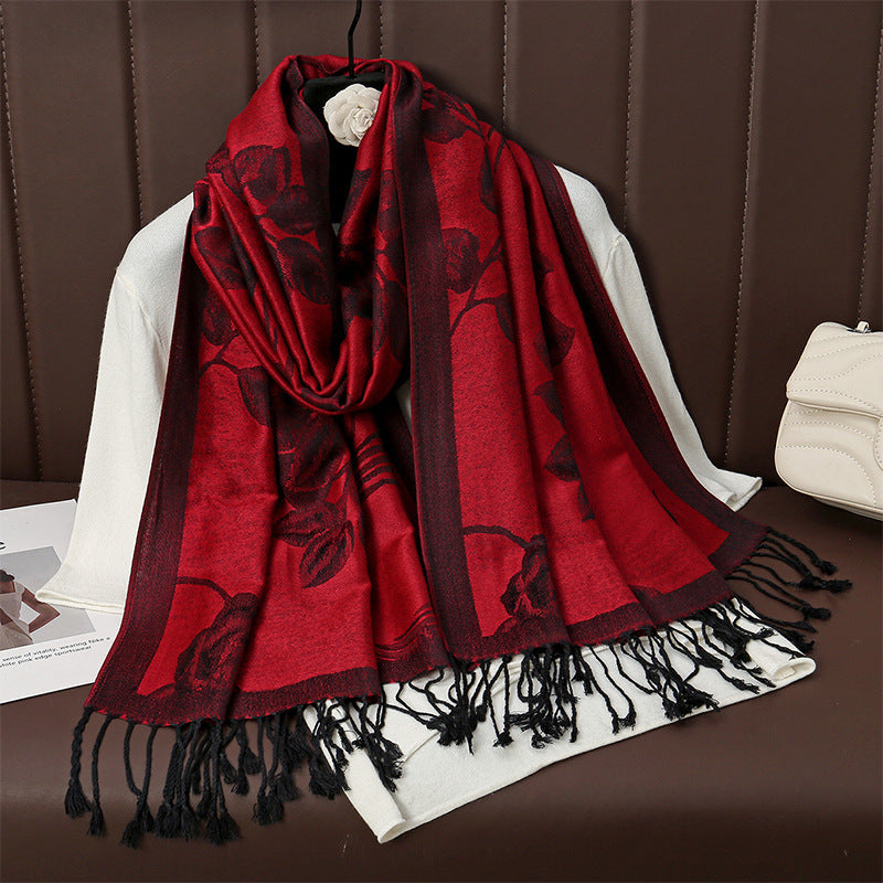 Womens AutumnWinter Faux Cashmere Shawl Cozy Wrap Scarf For Warmth