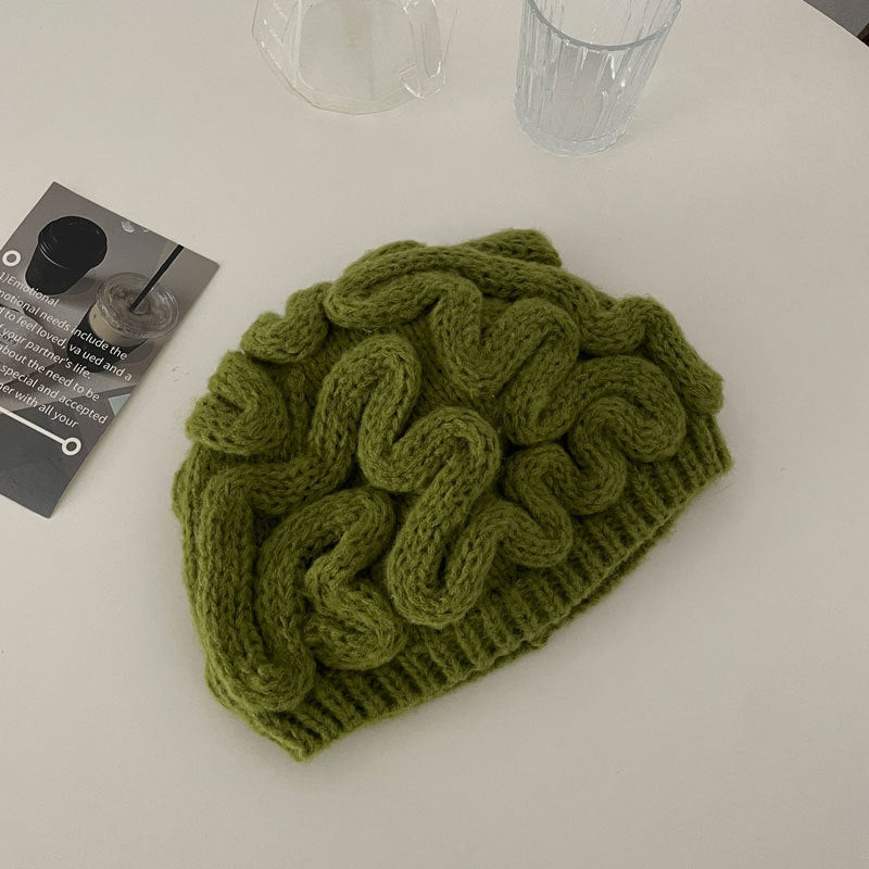 Men's And Women's Same Brain Flower Knitted Hat