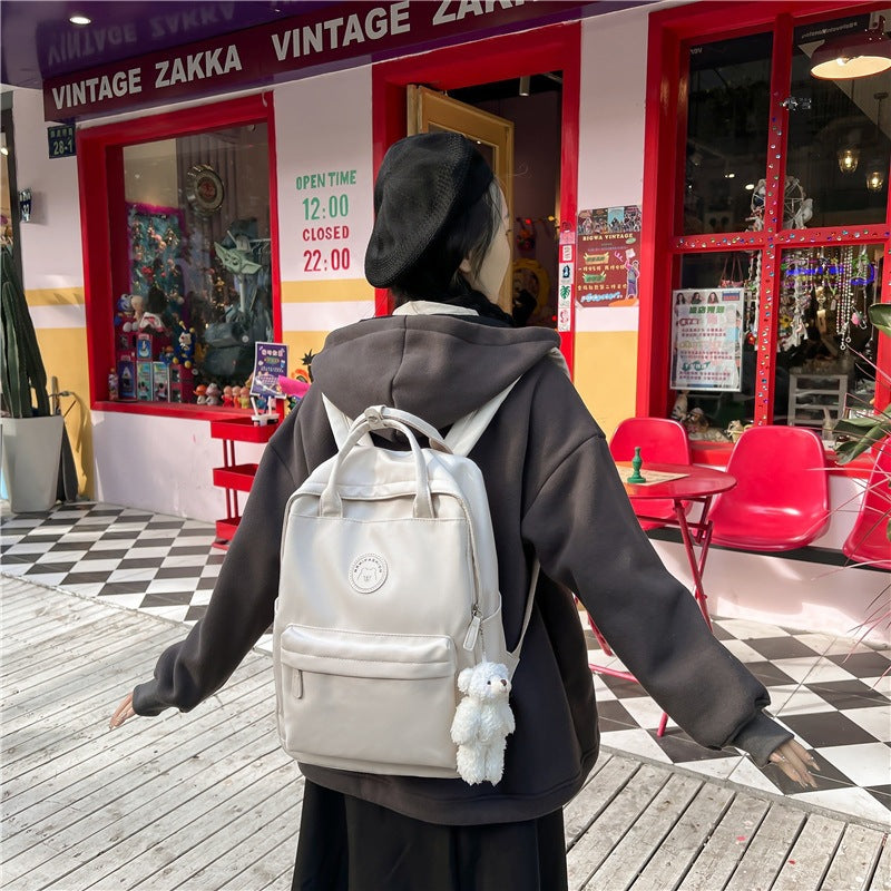 Large Capacity Solid Color Nylon Backpack