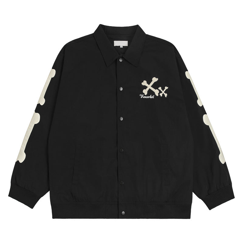 Skull Bone Embroidery Jacket Men's And Women's Coats