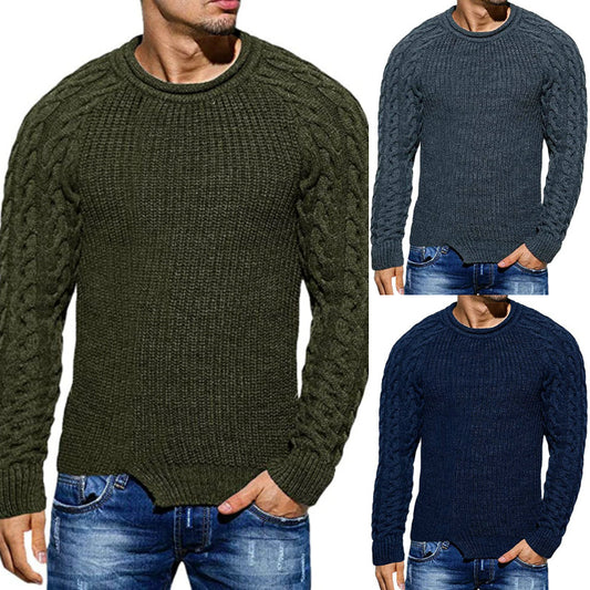 Sweater Men's Solid Color Round Neck Long-sleeved Knitted Top