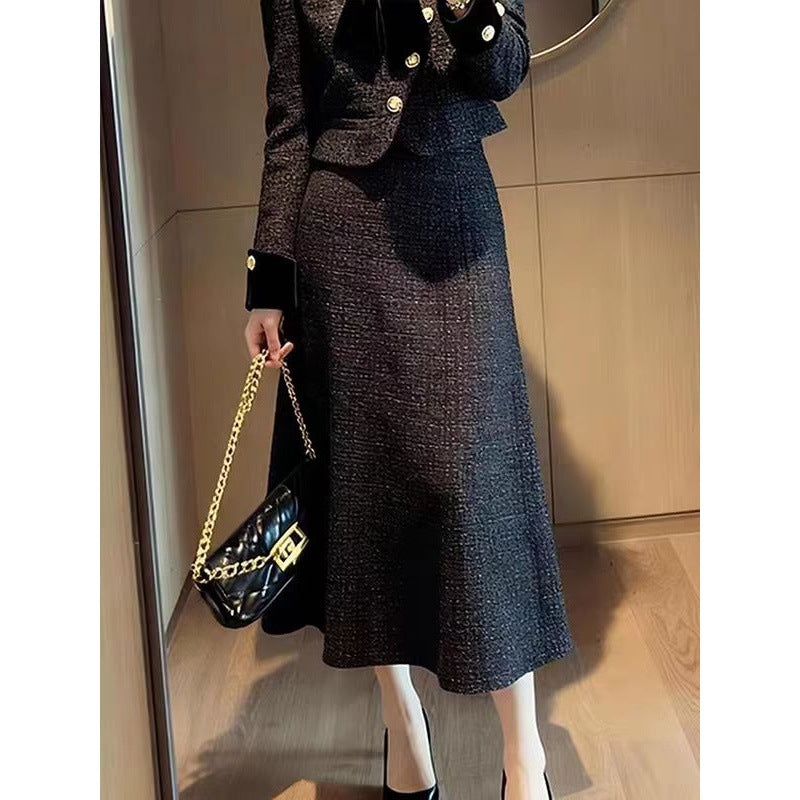 French-style Commuter Outfit Blazer And Skirt Two-piece Set