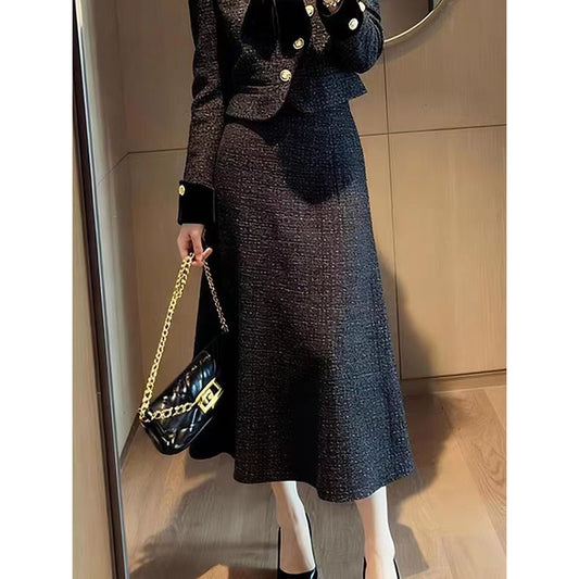 French-style Commuter Outfit Blazer And Skirt Two-piece Set
