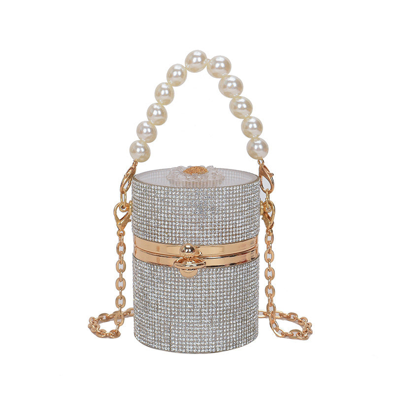 Plastic Box New Diamond-studded Evening Chain Bag  Acrylic