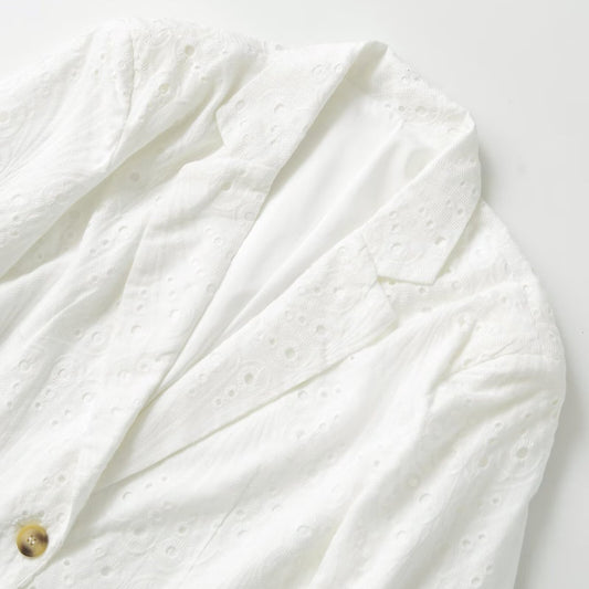 Casual Embroidered Hollow Out Single Breasted Jacket
