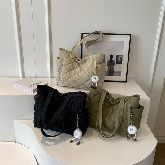 Large Capacity Rhombus Minority All-match Commuter Tote Shoulder Bag Cross-border