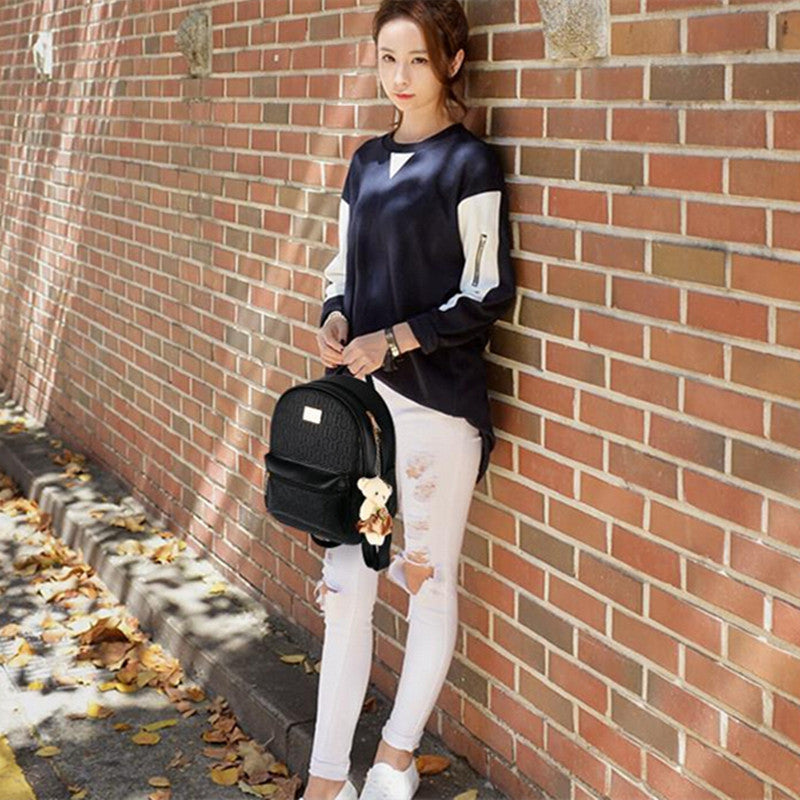 Korean Casual Shoulder College Style Solid Color