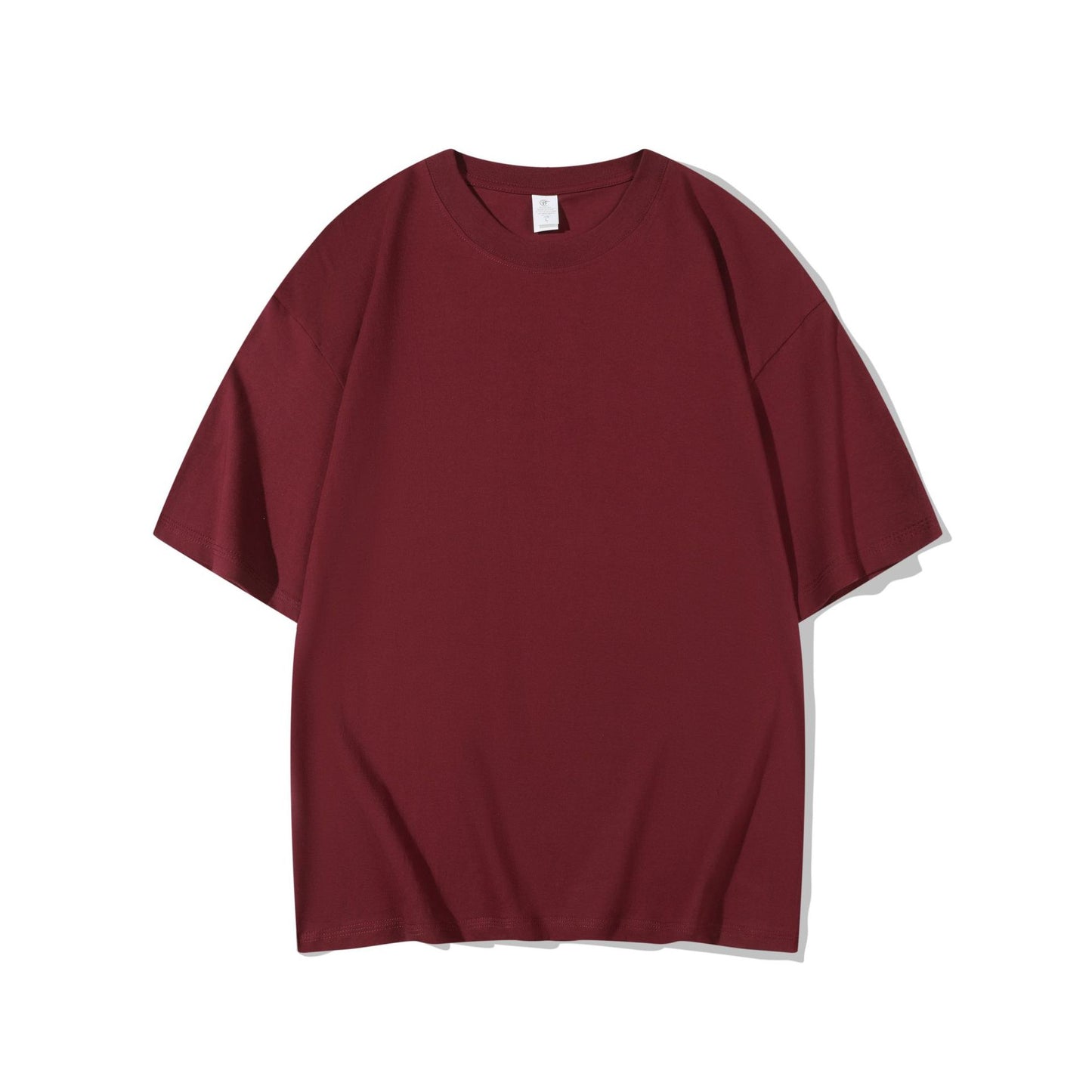 T-shirt i bomuld til mænd, 220g kraftig, ensfarvet, rund hals, korte ærmer