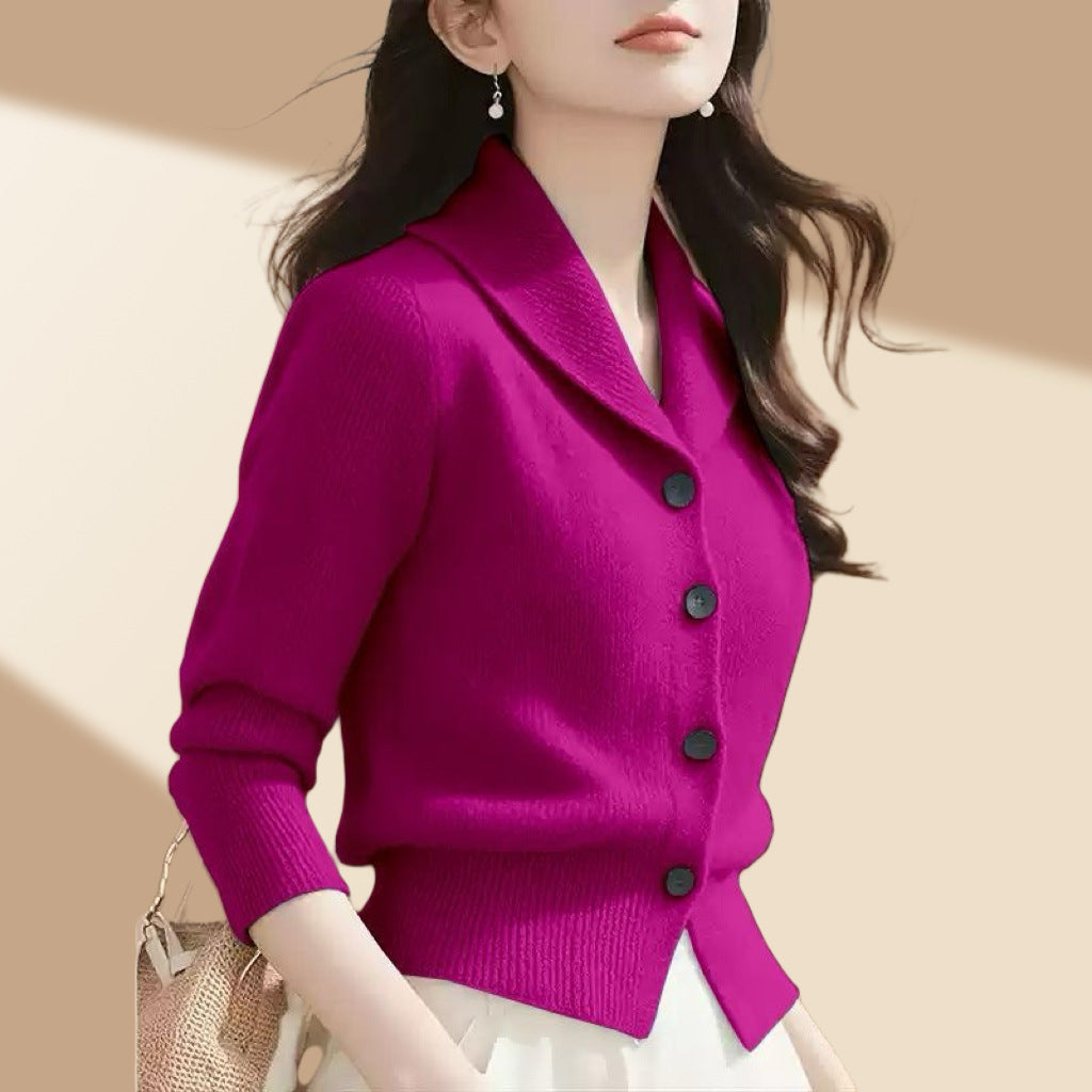 High-end Fashion Simple Commute Long-sleeved Button Cardigan Elegant Top