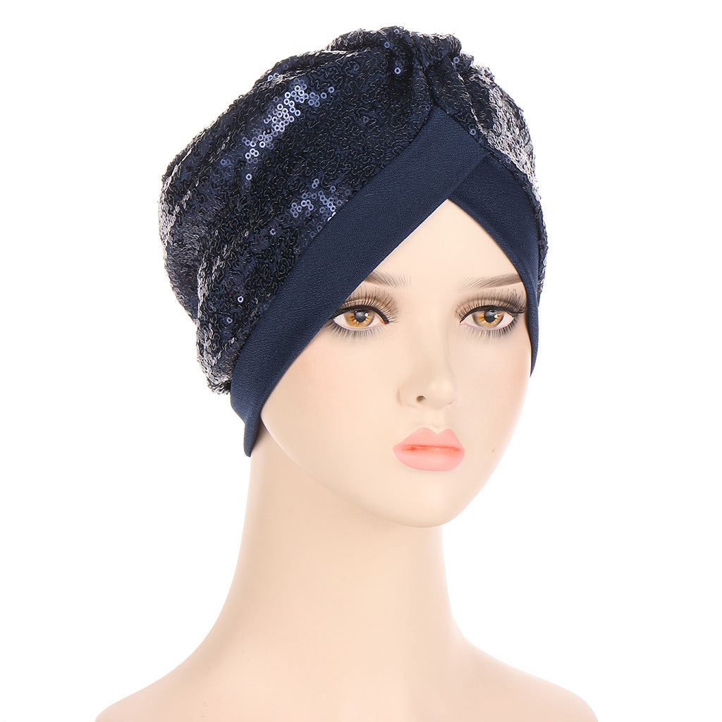 New Multi-color Sequins Before And After A Needle Sequins Turban Hat