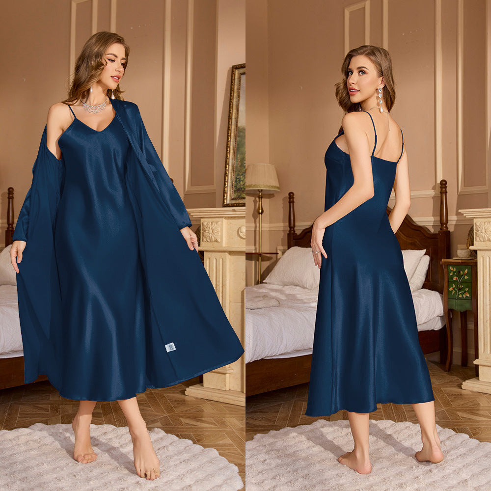 Women's Loose Robe With Suspender Nightgown