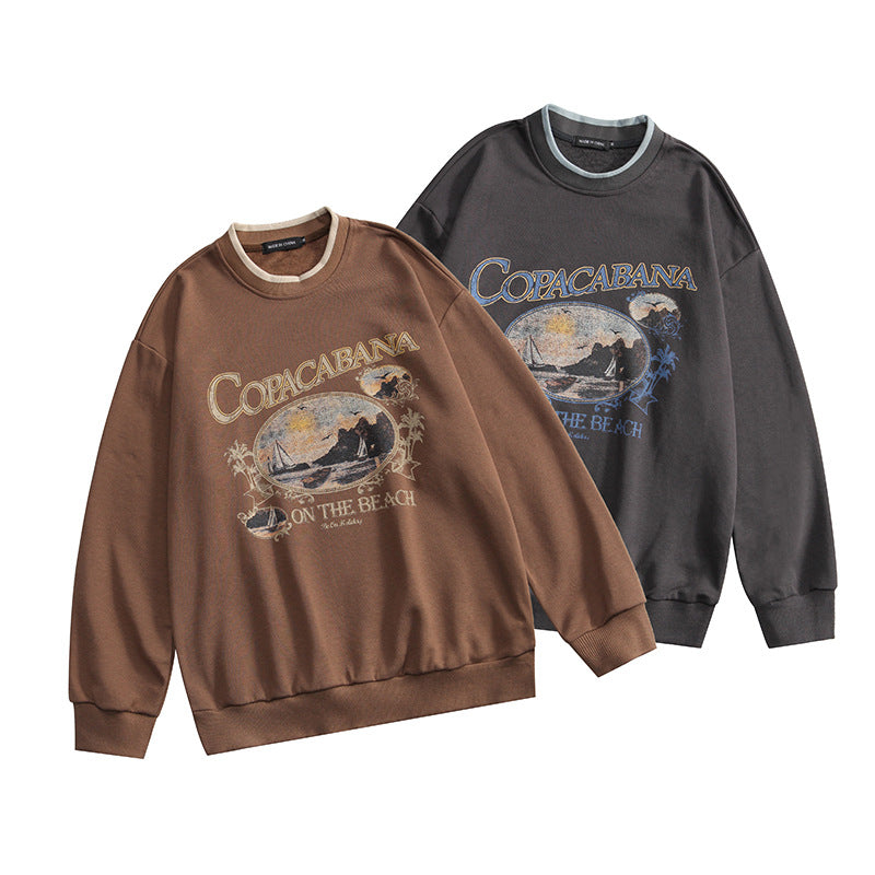 Japansk Retro Niche Design Rundhalset Sweater Par Tøj