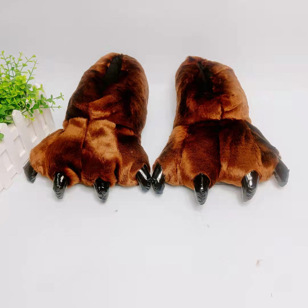 Dinosaur Paw Cotton Slippers Cartoon Couple Bag Heel Warm Shoes