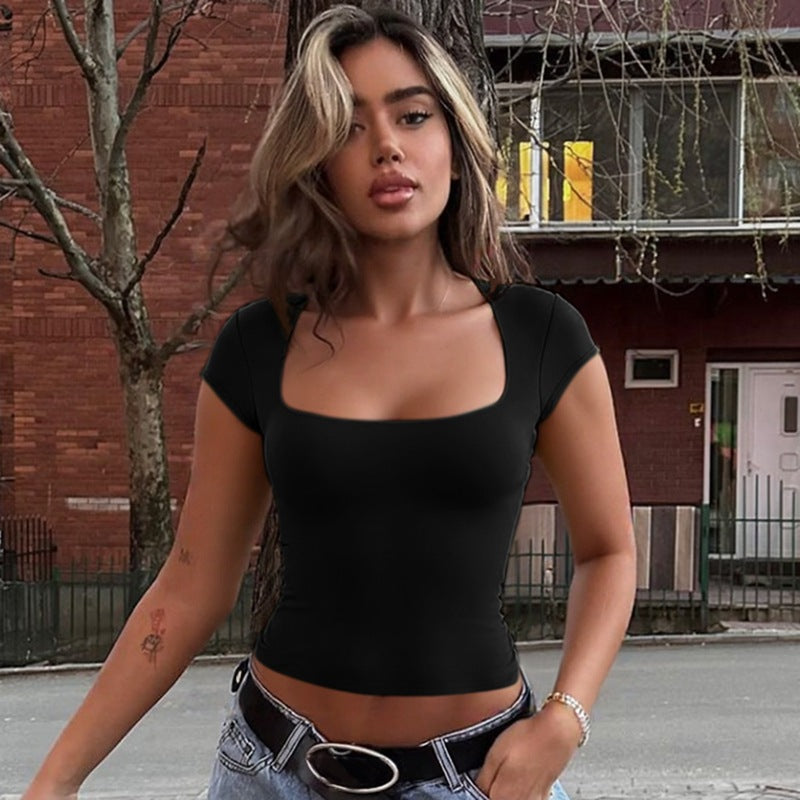 Womens Short-sleeve Form-fitting, Slimming T-shirt Vest Top