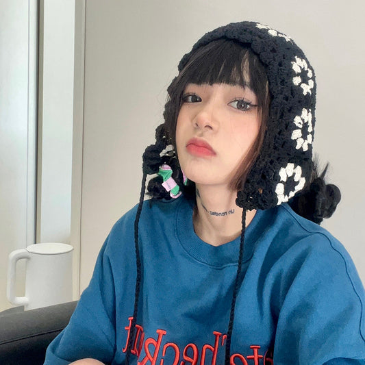 Cute Sweet Crochet Breathable Trend Contrast Hair Band Female