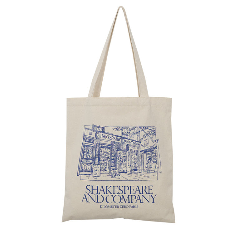 Shakespeare Bookstore Canvas Bag Blue Print