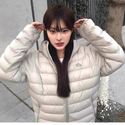 Lightweight Fine Plaid Horizontal Pattern Sports Leisure Hooded Cotton Jacket