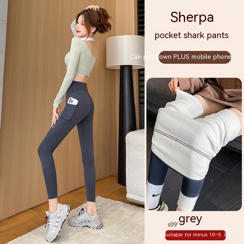 Fall High Waist Hip Lifting And Belly Contracting Yoga Barbie Bodybuilding Pocket Leggings