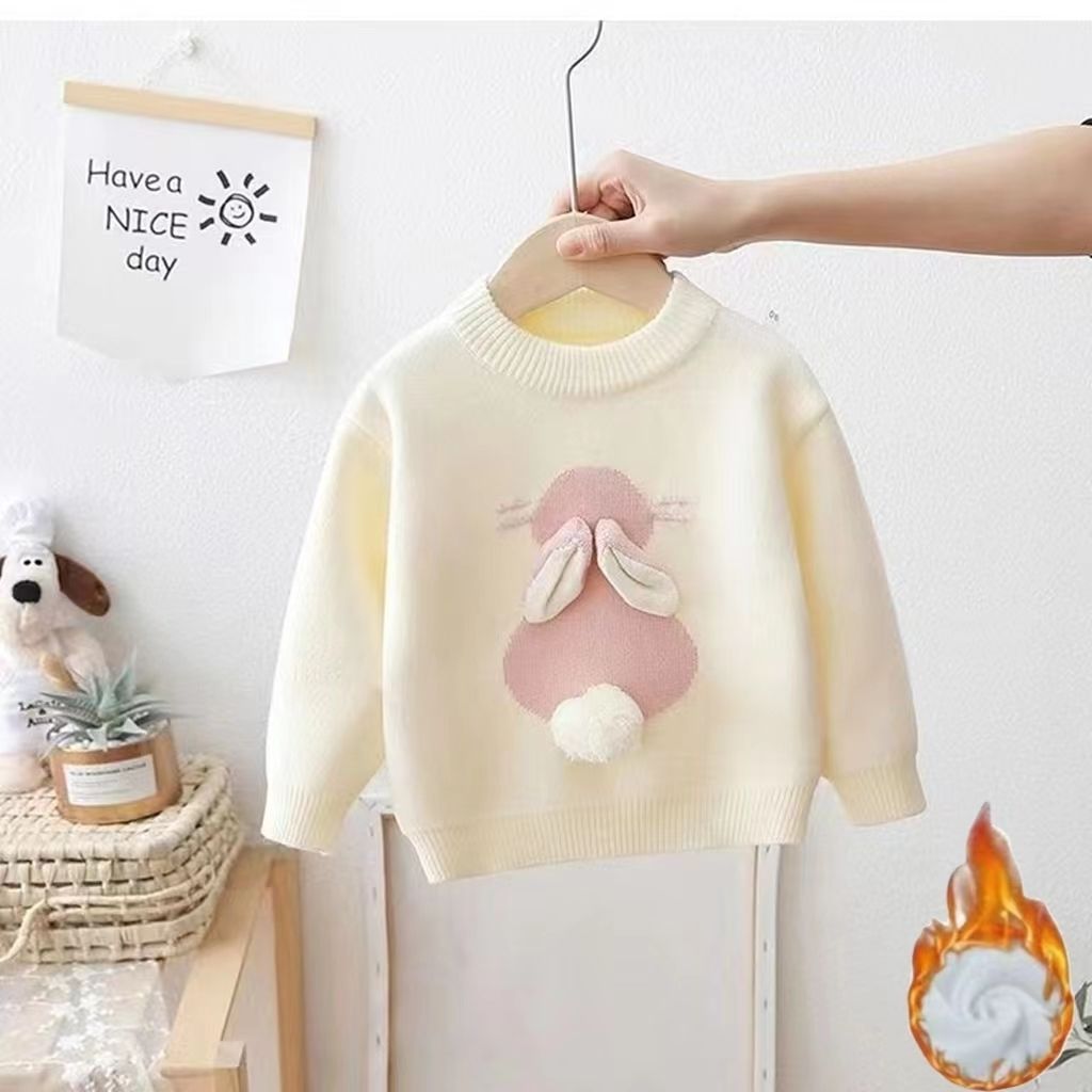 Girls' Knitted Thickened Integral Velvet Sweater