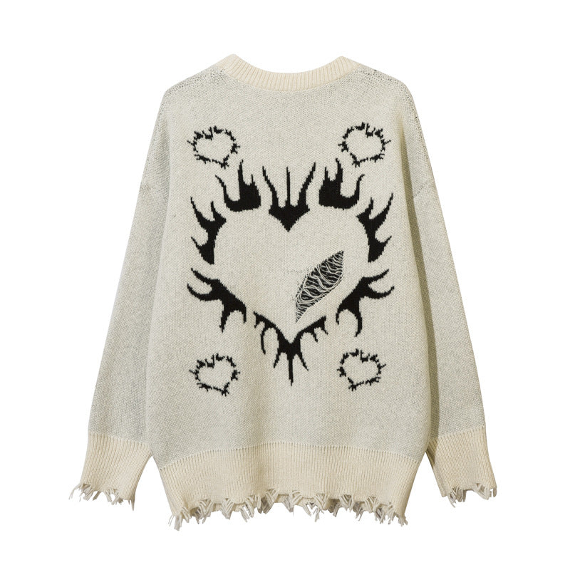 Heart Round Neck Sweater For Men