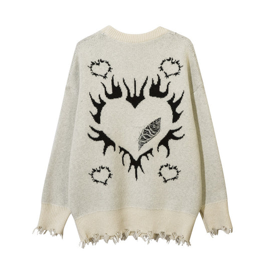 Heart Round Neck Sweater For Men