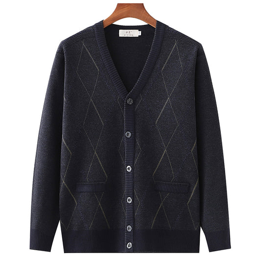 Middle-aged And Elderly Male Father's Wool Cardigan Sweater