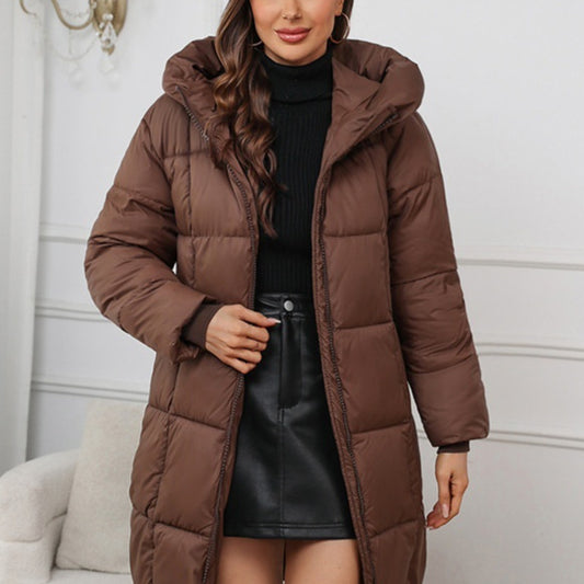 Mid-length Slim-fit Insulated Cotton Coat For Women