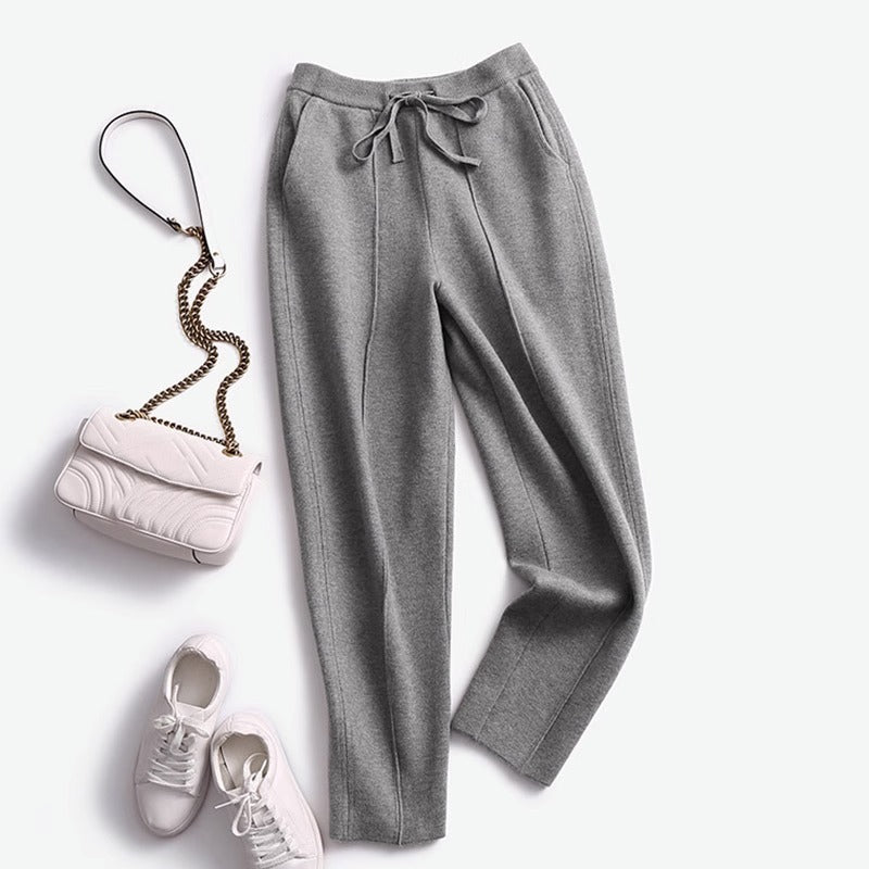 Fashion Personality Female Knit Cropped Pants