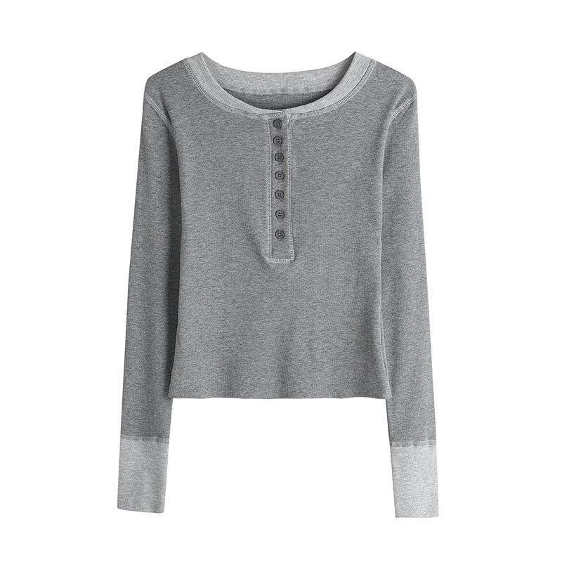 T-shirt Women's Long-sleeved Bottoming Shirt Round Neck Top