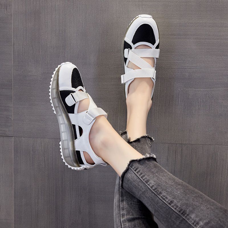 Hollow Old Shoes Female Bottom Breathable White Baotou Sports Sandals