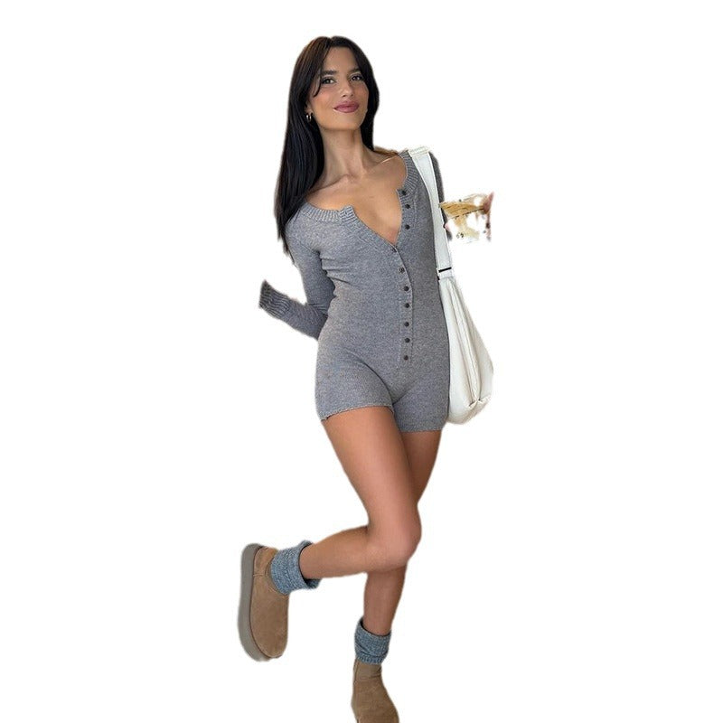 Knitted Short Romper Jumpsuit
