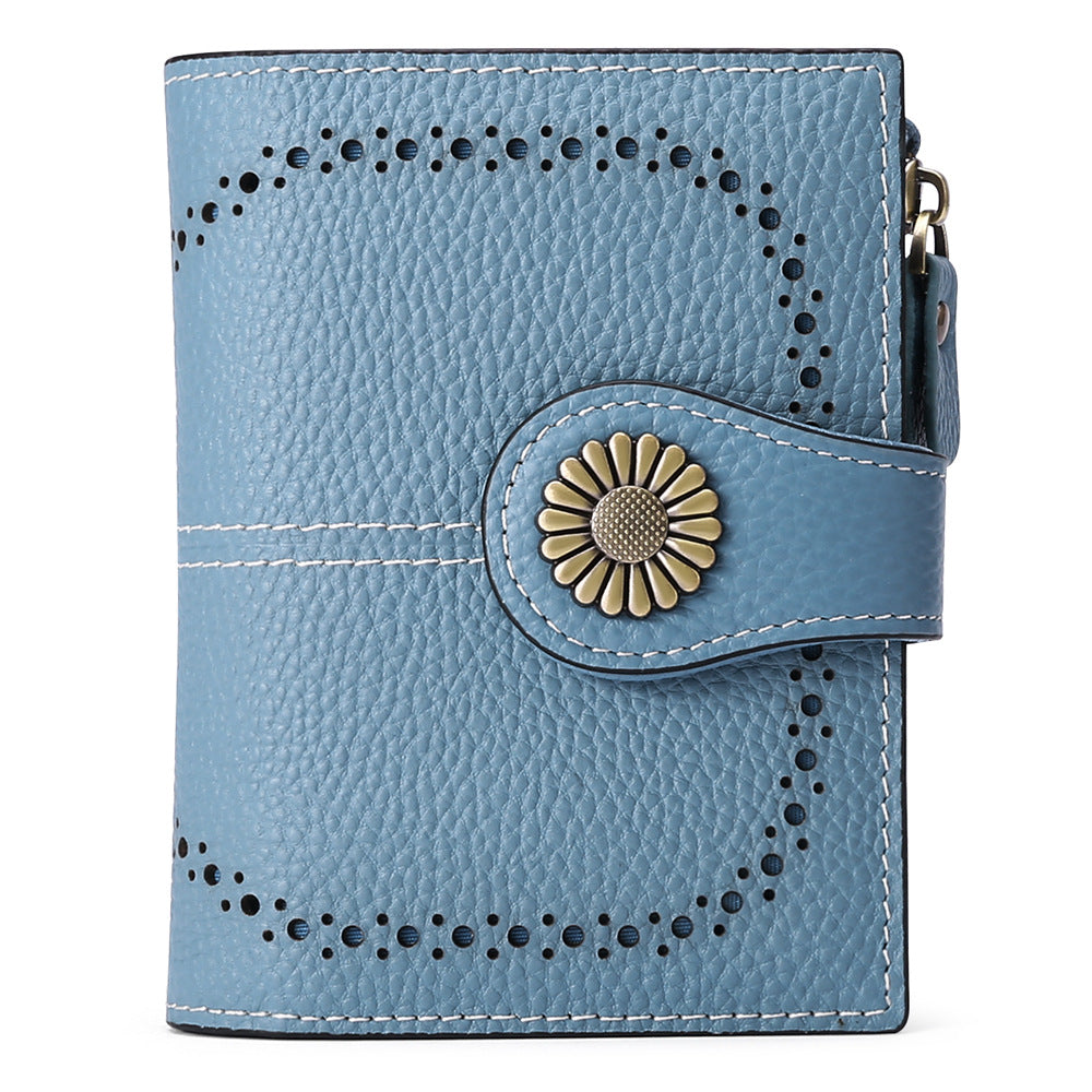 Wallet Women's Short Oil Wax Leather Zipper Card Holder