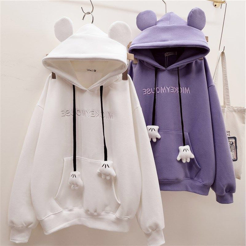 Dame Sweater Fleeceforet Tyk Broderi