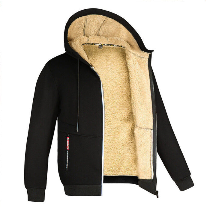 Lamb Fleece Thickened Sports Casual Thickened Hooded Jacket