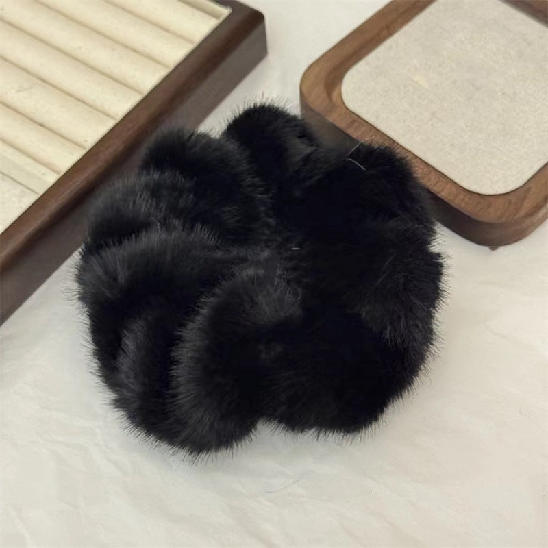 Large Intestine Hair Band Mink-like Waterproof Fabric Warm And Comfortable