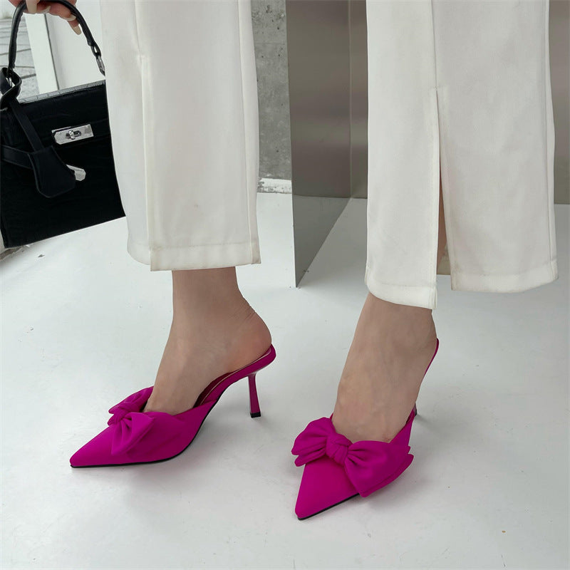 New Style Of Large Heels And Small Bow Sandals