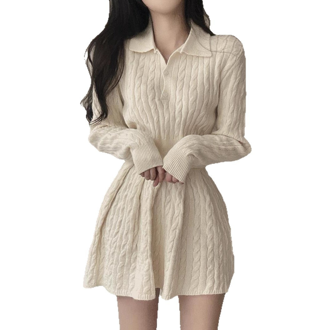 Cute Knitted Sweater Pleated Skirt Slimming Slim Fit Suit