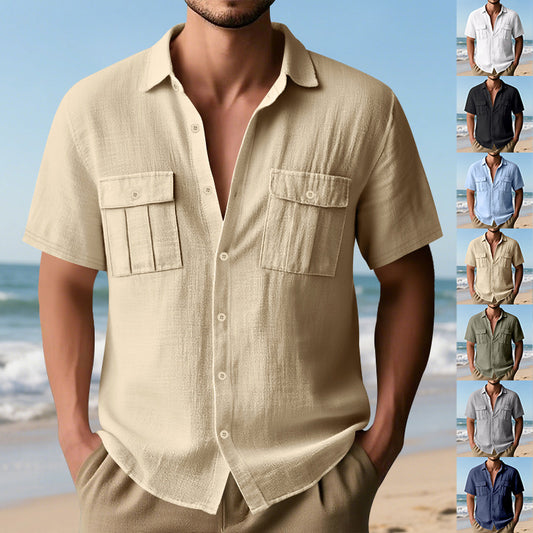 Ensfarvet Collage Lomme Løse Revers Cardigan