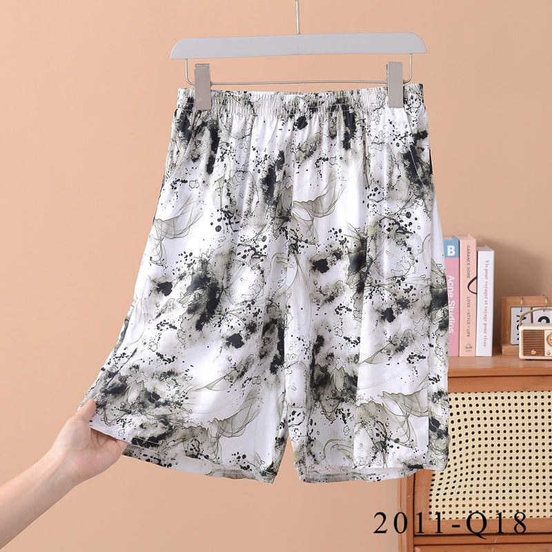 Women's Loose-fit Cotton-silk Floral-print Shorts