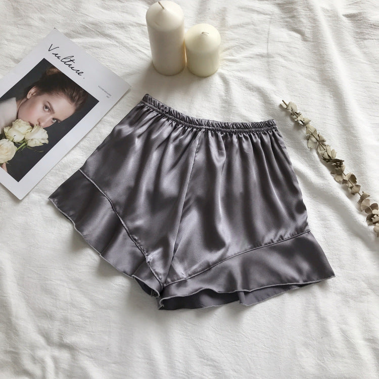 Summer New Style Anti Exposure Pants Summer Thin Imitation Satin Three Point Insurance Pants Can Be Worn Inside And Outside Shorts For Women