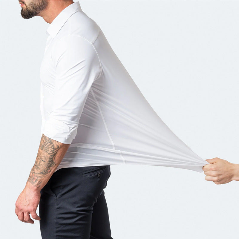 Full Elastic Force Non-ironing Men's Long-sleeved Shirt